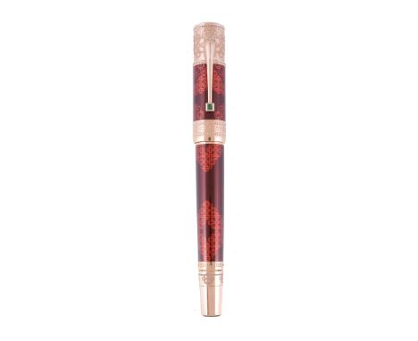  Montblanc, Patron of Art, Elizabeth I, 888, a limited edition fountain pen,   no.416/888, 2010, the red lacquer cap and barr
