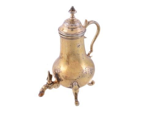  A late 18th century Dutch silver gilt miniature or toy baluster coffee or tea urn by Johannes Adrianus van Geffen,   Amsterd