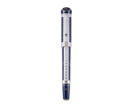  Montblanc, Patron of Art, Joseph II, 888, a limited edition fountain pen,   no.078/888, 2012, the blue and white lacquer cap