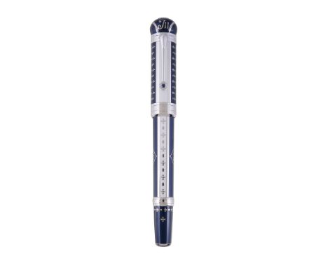  Montblanc, Patron of Art, Joseph II, 888, a limited edition fountain pen,   no.078/888, 2012, the blue and white lacquer cap