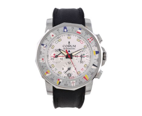  Corum, Admirals Cup, ref. 285.630.20, a stainless steel wristwatch,   no. 797310, circa 2005, automatic chronograph movement