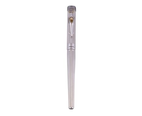  Montegrappa, Tribute to Ayrton Senna, a limited edition silver coloured fountain pen,   no. 1778/1960, the cap with tyre cap