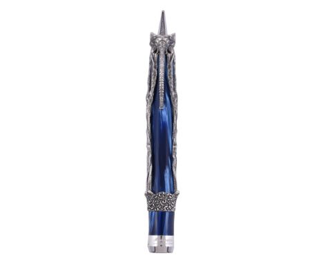  Montegrappa, Salvador Dali, a limited edition fountain pen,   no.0398/1000, the blue resin cap and barrel with silver overla