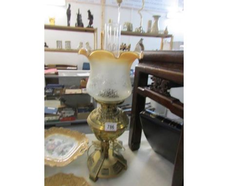 A brass oil lamp
