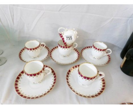 6 Victorian china tea cups and saucers