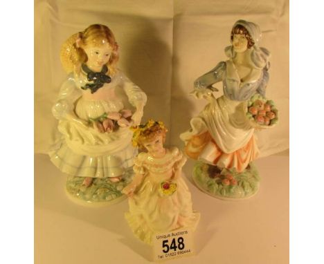 A Coalport figurine, a Royal Worcester figurine and a Royal Doulton figurine