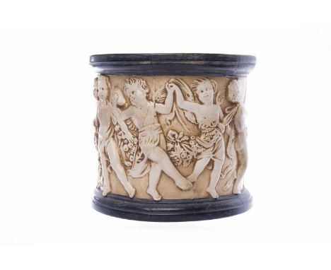 TWO BRETBY JARDINIERESthe first modelled as a majolica monkey crouching by a basket, impressed factory mark to base and numbe