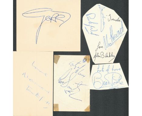 Music, collection of 1960's items, small signed cards and cut pieces: Marianne Faithfull, Russ Sainty, Gerry Marsden (signed 