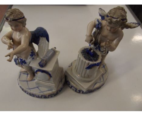 2x Early 20th century ceramic cherubs. AF