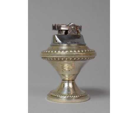 A Sterling Silver Table Lighter with Weighted Base, 8.5cm High (We cannot post this lot) 