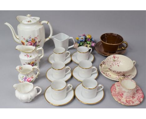 A Collection of Various Ceramics to comprise Royal Crown Derby Derby Posies Pattern Coffee Pot and Jug, Shelley Jug, Set of S