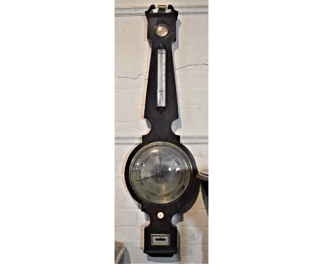 A Late 19th Century Wheel Barometer with Thermometer 