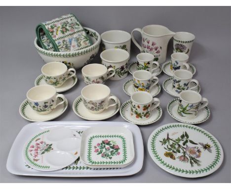 A Collection of Various Portmeirion Botanic Garden China to comprise Bowl, Pots, Coffee cans and Saucers, Jug, Teacups, Vase,