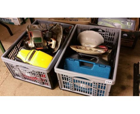 2 Boxes assorted including cars, tools etc.