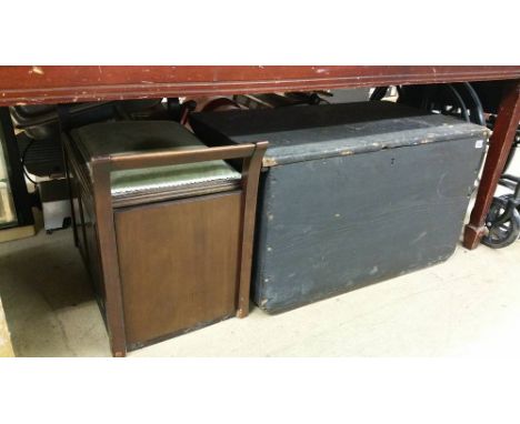 Piano stool, tool box, tools etc.