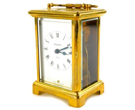 A modern French brass carriage clock, the dial stamped Bayard, with a loop handle, 15cm high overall