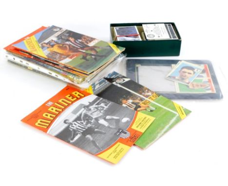 A quantity of sporting memorabilia, to include Vans in Motion cards, Grimsby Town programmes, etc.