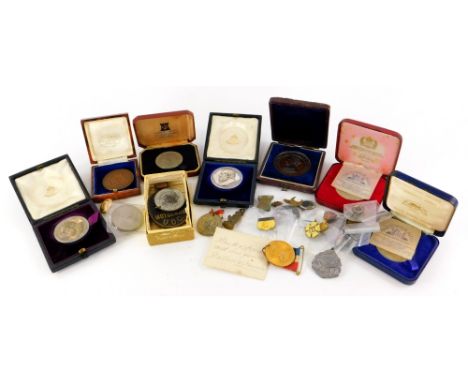 Various Pitman shorthand presentation medallions, enamel badges, etc.