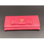 PRADA, a Saffiano, pink leather, ribbon purse,