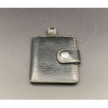 MONT BLANC, stitched black leather luggage label,