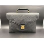 LOUIS VUITTON, Serviet Conseie Epi, stitched black leather briefcase,
