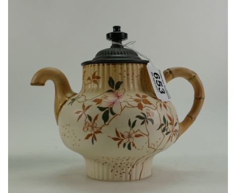 Royal Doulton Burslem Slaters small Royales patent self pouring gilded teapot decorated in a blush floral design with silver 