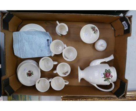 A collection of Wedgwood Moss Rose teaware to include cups, saucers, side plates, sugar bowl, milk jug etc 