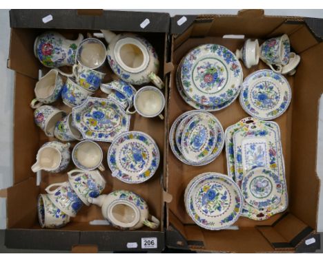 A Large collection of Masons Regency pattern dinnerware items to include side pates, sandwich plates, teapot, cups, coffee cu