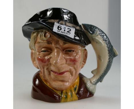 Royal Doulton large character jug- The Poacher D6781- Unusual Colourway- light brown hair, black hat, brown jacket, yellow sc