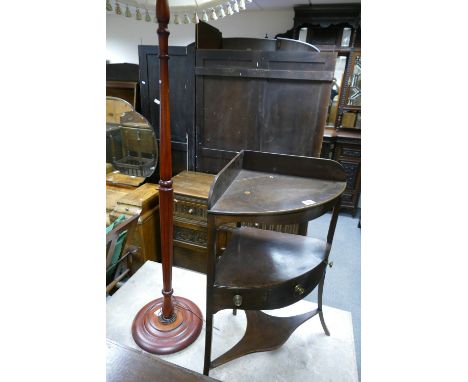 Georgian mahogany corner wash stand and mahogany reproduction standard lamp (2)