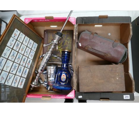 A mixed collection of items to include modern Shish pipe, framed reproduction Wills cigarette cards picture, Wooden Crown gre