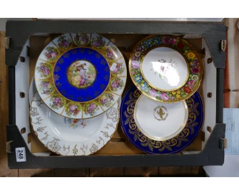 A collection of hand painted wall plates by Spode, Minton, etc 