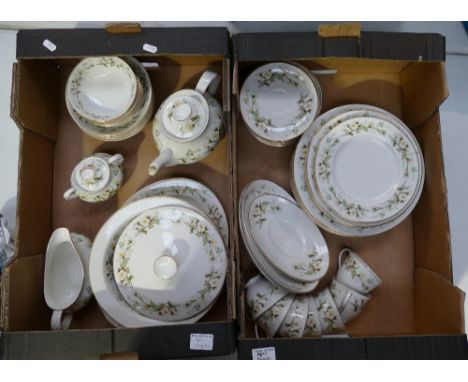 A good collection of Royal Doulton tea and dinnerware in the Claremont design to include dinner plates, side plates, cups, sa