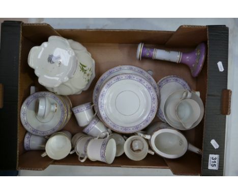 A mixed collection of items to include Fenton china part tea set in the Albany pattern to include cups, saucers, teapot, etc