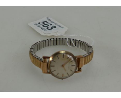 9ct gold Rotary ladies wristwatch with gold plated strap (winder missing)