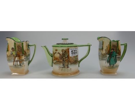 Royal Doulton seriesware Fagin small teapot, together with Sam Weller and Tony Weller milk jugs (3)