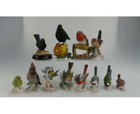 A collection of West German Goebel birds to include Robin, Blue Tit, Wren, Greenfinch etc (12)