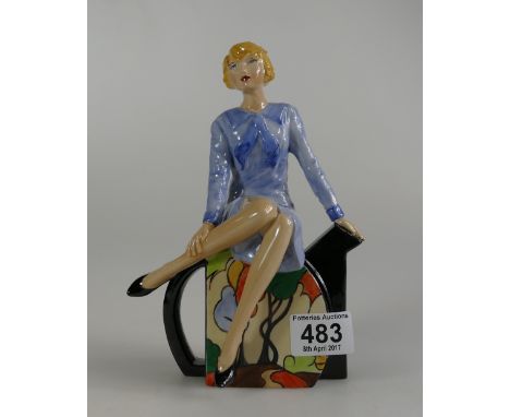 Kevin Francis/Peggy Davies Ceramics limited edition large figure Clarice Cliff Teatime - Blue colourway 