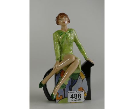 Kevin Francis/Peggy Davies Ceramics limited edition large figure Clarice Cliff Teatime- Green Colourway 