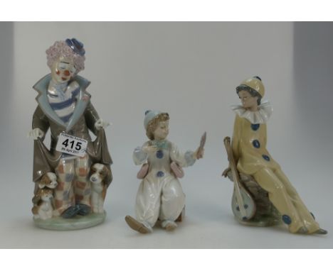 A collection of Lladro figures to include model numbers 5901, 6257, and Nao figure with Mandolin (tallest 25cm) (3)