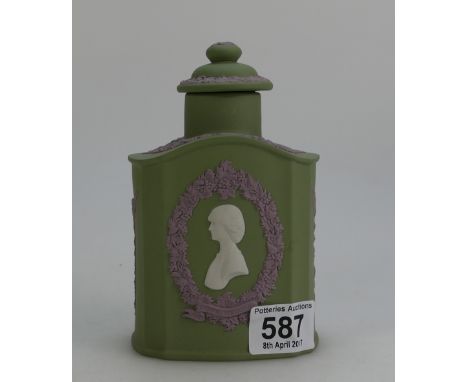 Wedgwood Tricolour Tea Caddy , Limited edition for Royal wedding, height 15cm, boxed with cert