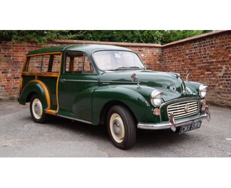 A 1963 Morris Minor Traveller Estate
Finished in green paint work and woodwork, the vehicle was first registered in 1963 and 