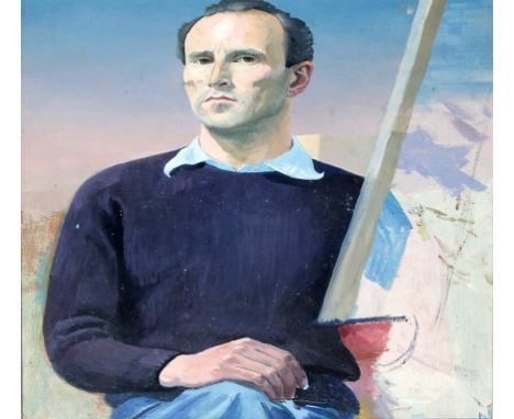 British School, mid 20th Century 'Portrait of a Seated Gentleman'
The gentleman seated with head tilted wearing blue jumper, 