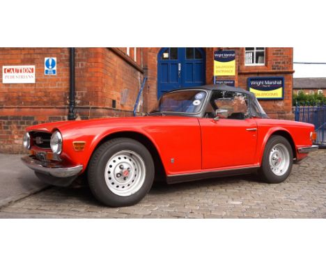 A 1974 Triumph TR6
The TR6 has been carefully maintained by the current owner and recently resprayed, fitted with a 2.5 litre