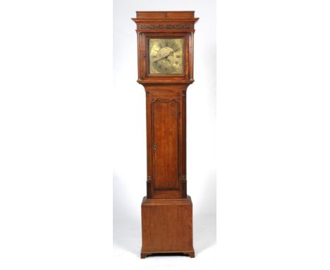 A late 18th/early 19th Century oak longcase clock, signed Robert Webster Salop
With an 18cm brass dial with Roman and Arabic 