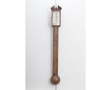 A George III inlaid mahogany stick barometer, signed Stenson Derby
With an 18cm silvered register with thermometer and vernie