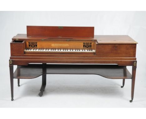 A George III inlaid mahogany spinet signed John Broadwood & Son, London
The rectangular hinged cover with a fall front, 93cm 