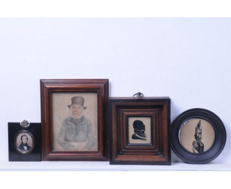 An English 19th Century portrait miniature "Thomas Davenport"
Head and shoulders, watercolour 6cm within an oval enclosed by 