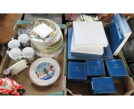 Two boxes of china, including Royal Worcester, collectors plates