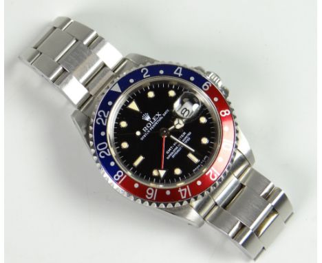 ROLEX OYSTER PERPETUAL DATE GMT-MASTER STAINLESS STEEL WRISTWATCH, on oyster bracelet numbered 78360.Condition Report: Good o